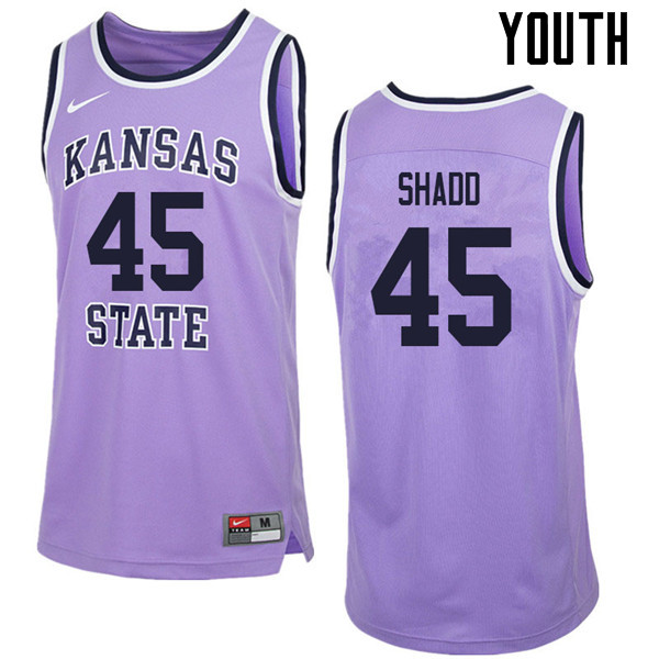Youth #45 Nigel Shadd Kansas State Wildcats College Retro Basketball Jerseys Sale-Purple